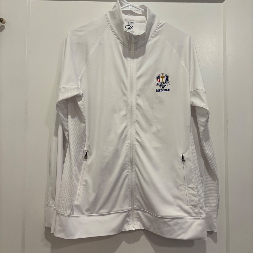 Cutter & Buck Mens 2012 Ryder Cup Medinah Full Zip Golf Jacket White Large